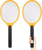 Electric Fly Swatter Handheld Bug Zapper - Indoor Outdoor 20in Zapping Racket for Pest Mosquito & Flies - Battery Powered Safe to Touch with 3-Layer Safety Mesh, Large Size, Pack of 2