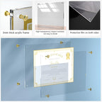 Acrylic Picture Frame for Wall, Clear Diploma Frame, No Drill Floating Frameless Photo Frame for Diploma Certificate Degree Document & Artworks Display, Graduation Gift for Students (2 Pack, 11X14 Straight edge)