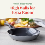 Deco 9.5” Nonstick Frying Pan Skillet, Made in Italy, Diamond Ceramic PFAS-Free, Dishwasher & Metal Utensil Safe, Durable Gloss Enamel Finish, Stay-Cool Handle, High Walls-Extra Room, Gray