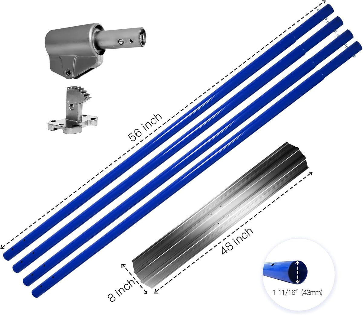 Bull Float Aluminum Magnesium Alloy Concrete Float 48"x8" Round End Board Kit trowel Tool Cement Tools Float Bracket Concrete Tools Finishing With 57" Handle x4 VOYAR