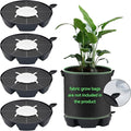 OTraki 4-Pack Self Watering Fabric Pot Base, Auto Watering System for 5 Gallon Fabric Pots, Plastic Plant Saucer Stand with Watering Lip Outdoor Garden Watering Base Plant Water Tray