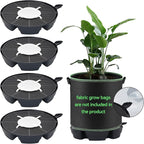 OTraki 4-Pack Self Watering Fabric Pot Base, Auto Watering System for 5 Gallon Fabric Pots, Plastic Plant Saucer Stand with Watering Lip Outdoor Garden Watering Base Plant Water Tray