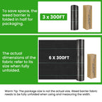 Weed Barrier Fabric, 6x300ft Landscape Fabric, 3.2oz Heavy Duty Durable Woven Geotextile Fabric, High Permeability Ground Cover Mat, Driveway Fabric, Garden Weed Control Cloth with 20 U-Securing Pegs
