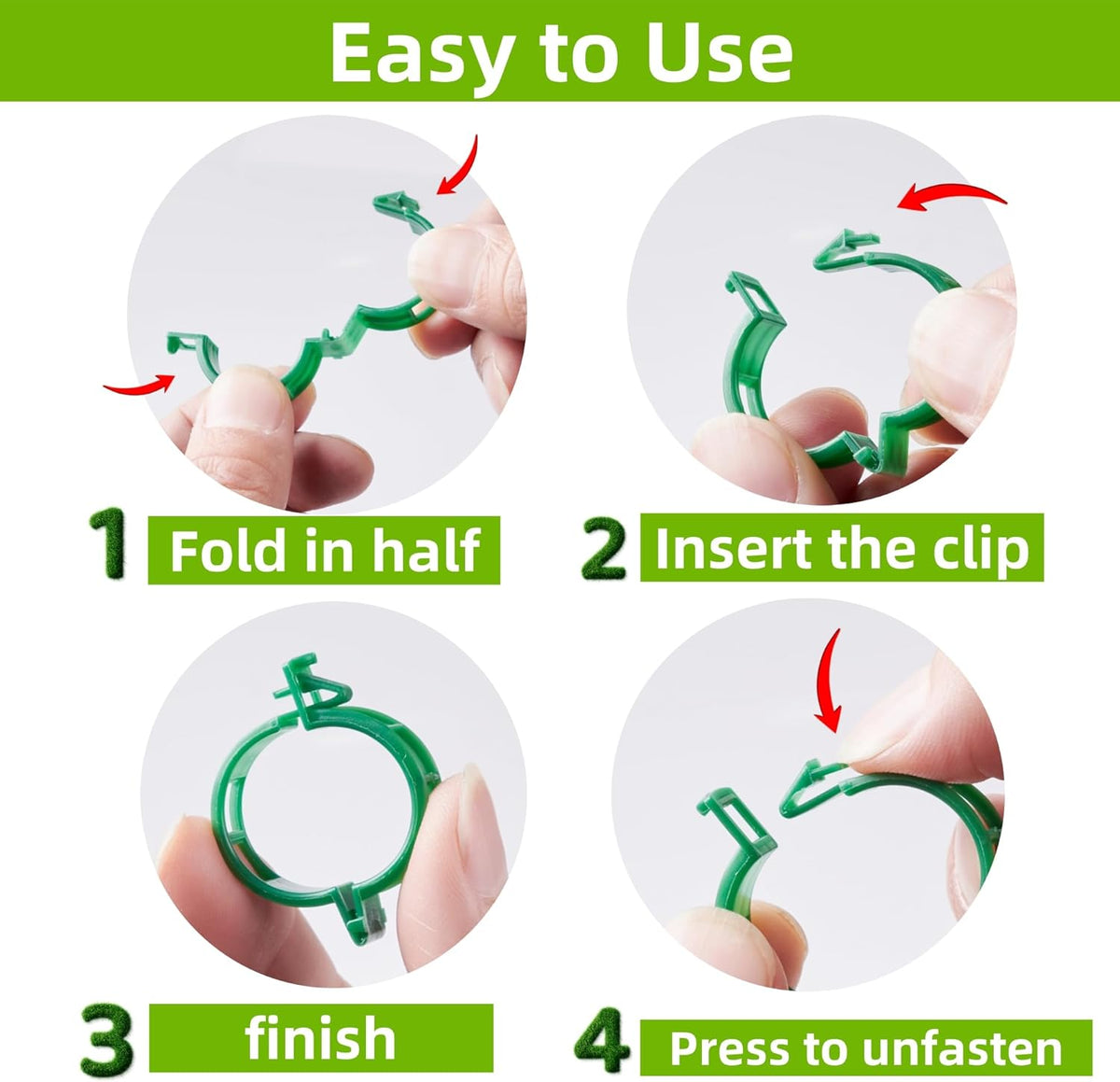 100 Pcs Plant Support Clips,Plastic Clips for Securing Plants,Tomato Vine Clips,Plant Fixing Clips,Garden Clips for Climbing Plants,Grape and Vine Vegetables (100, White)