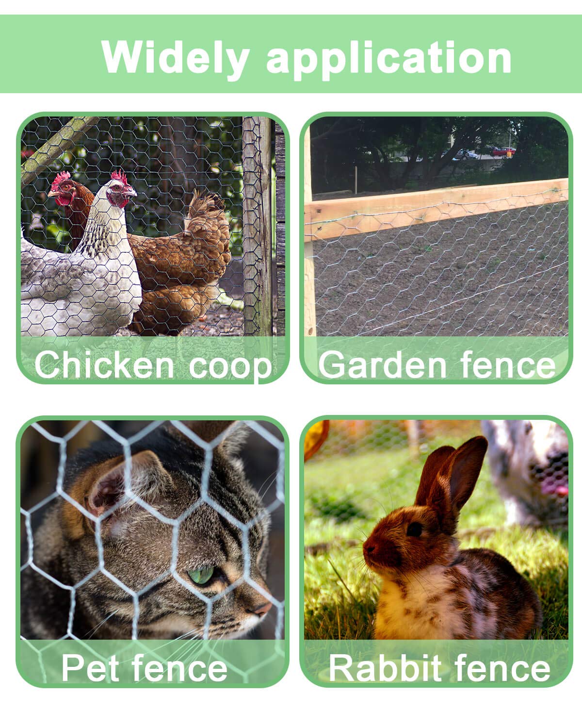 Garden Poultry Chicken Wire Netting - 24 '' × 50 ' Garden Fence Animal Barrier, Chicken Wire for Crafts, 1 inch Mesh Poultry Netting Fence, Pet/Rabbit/Chicken Wire Fencing