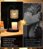 Candle Warmer Lamp Electric Timer: Dimmable Candles Warming Lamps - Height Adjustable Burner Jar - No Flame Scented Melts Wax - All Candle Jars Home Decor Table Light