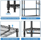 IZEUK Heavy Duty Garment Rack, Wardrobe Combination and Tall Dresser with Hanging Rack for Clothes with 5 Rods, Freestanding Adjustable Metal Closet Organizer, 15.7" D x 70.8" W x 76.5" H, Black