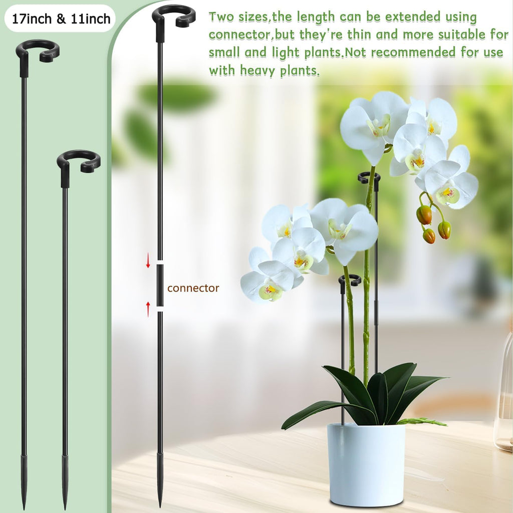 Orchid Sticks 17 inch &11 inch SupKing 16Pcs Plant Stakes with Clips for Support Small Short Plants,Garden Stakes Support Poles Rods Suit for Potted Plants Flowers Seedling (Black)
