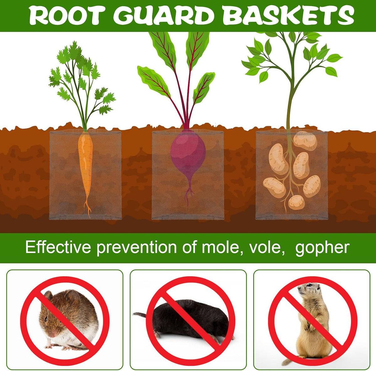 80 Pcs 1 Gallon Gopher and Vole Wire Mesh Basket Bulk Stainless Steel Plant Root Protector Gopher Cages for Garden Planting Underground Plant Protection