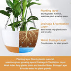 KPUVX 10 inch Hanging Planters for Indoor Outdoor Plants with Self-Watering Pots, 3 Pack Plastic Hanging Basket with Removable Tray for Home Garden Porch Balcony Patio Decor(White+Black+Green)