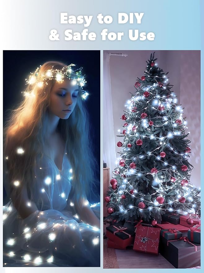 4 Pack Fairy Lights Battery Operated with Remote Control Timer, 26 FT 80 LED String Lights Outdoor Indoor, 8 Mode Twinkle Lights for Christmas Party Wedding Birthday Bedroom Décor (Cool White)