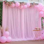 20x10 Pink Tulle Backdrop Curtains for Parties, Sheer Backdrop Curtain Wedding Photo Background Drapes for Baby Shower Photography Birthday Party