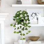 Briful Artificial Hanging Flowers in Pot 25.6" Faux Silk Morning Glory Flower Vine with Cascading Greenery Fake Hanging Plants for Home Office Bathroom Table Shelf Decor(White)