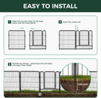 FXW Garden Fence Outdoor for The Yard – 24in(H) x 60.9ft(L) Heavy Duty Metal Animal Barrier for Dog and Rabbit, Decorative Dog Fence, 32 Panels, Black