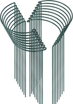 HiGift 16 Pack 24 Inch Plant Support Stakes, 10" Wide x 24" High Half Round Metal Garden Plant Stake Peony Support Cage, Green Plant Support Ring Border for Tomato,Hydrangea,Flower Indoor Outdoor