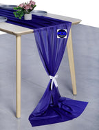 MDS 20 Pack 10ft Chiffon Table Runner 29 x 120 Inches Sheer Wedding Runner Romantic Rustic Table Runner for Wedding Decorations, Birthday Parties, Bridal Shower Party Arch Decor - Royal Blue