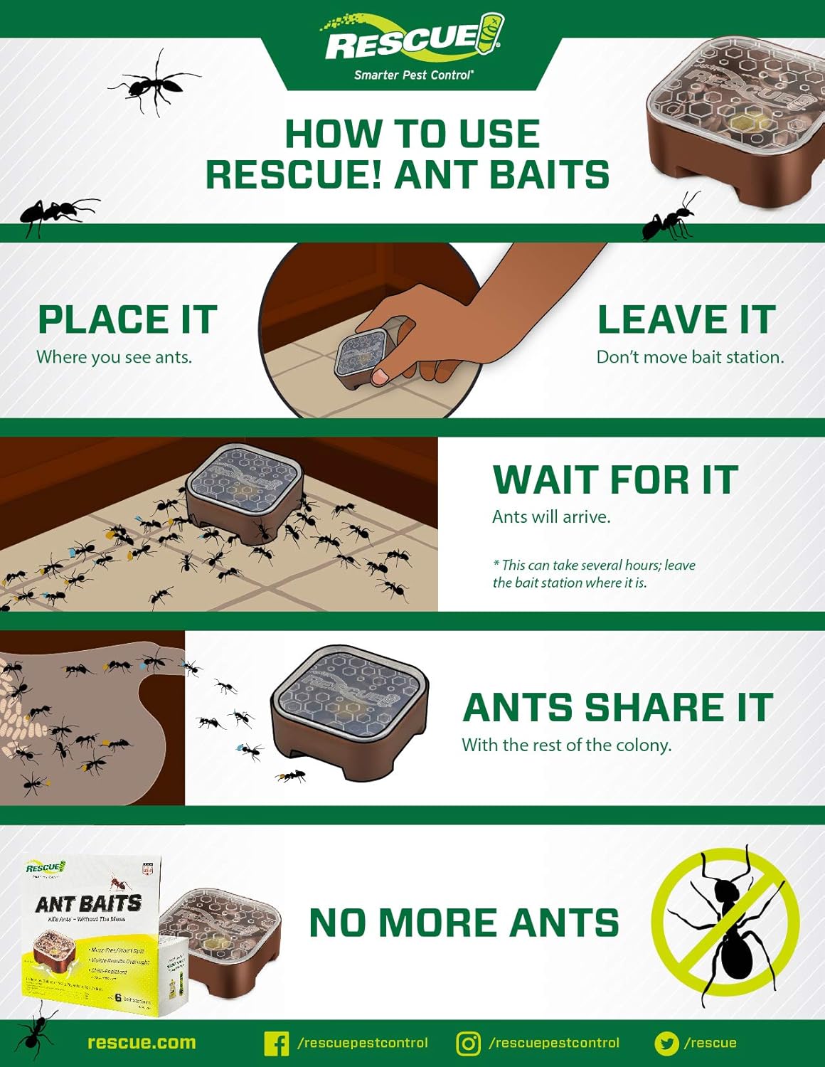 RESCUE! Ant Baits - 2 Pack - 8 Bait Stations