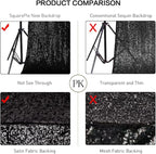 SquarePie Sequin Backdrop Less See Through Thick Background Glitter Curtain for Halloween Party 7FT x 7FT Black