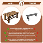 HAOIOKSC 35.5" Outdoor Garden Bench, Weatherproof 2-Person Backless Wooden Bench with Mortise-Tenon Structure – for Garden, Lawn, Porch, Backyard （Brown