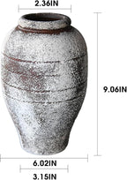 Antique Brown Ceramic Flower Vase for Living Room Bedroom 9.06'' Farmhouse Decor for Bouquet Fake Plant Home Decor Office Table Shelf Fireplace Centerpieces Rustic Retro Vintage Classic Modern