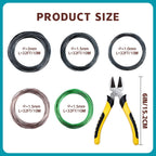 5 Roll Bonsai Wires, Anodized Aluminum Bonsai Training Wire with Wire Cutter, 3 Colors and 3 Sizes (1mm, 1.5mm, 2mm), Total 160 Feet, Aluminum Wires for Indoor Garden Small Trunks DIY Tools