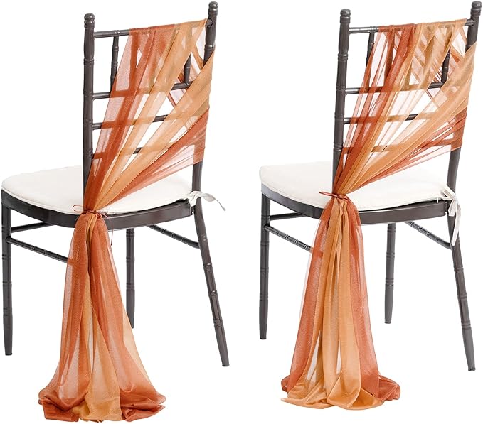 Ling's moment Wedding Chair Sashes Cover Aisle Decorations Draping Fabric Wrinkle-Free with Tie 16 Shades of Burnt Orange for Party Ceremony Reception Floral Arrangement Banquet Outdoor Decor