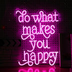 Do What Makes You Happy Neon Sign USB powered Pink Letters Led Neon Light for Wall Decor Dimmable Neon Light Up Sign for Bedroom Home Wedding Decor Gifts (16.5 * 12.6In)