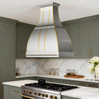 CHETTO C Stainless Steel Range Hood Cover with Quiet Vent Hood Insert Custom Handcrafted Metal Kitchen Fan with Towel Rack LED Light 42"W x27"D x51"H Brushed Stainless Steel Island Mount