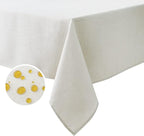 NLMUVW Linen Table Cloth for Rectangle Tables Water Resistant Faux Linen Textured Tablecloth Farmhouse Stain Resistant Decorative Table Cover for Indoor and Outdoor, 54 x 108 Inch, White