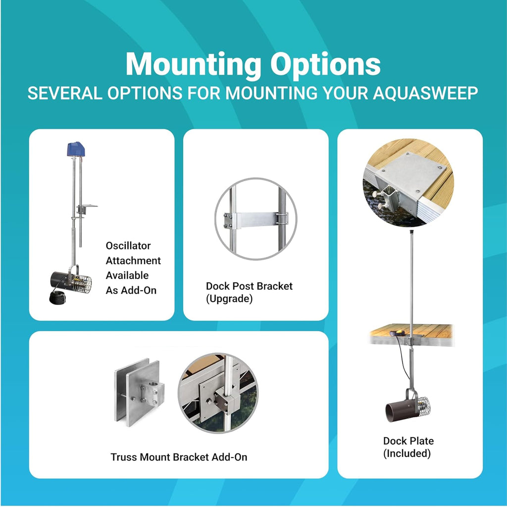 Scott Aerator 3/4 Horse Power 230V Muck Blaster - 100ft Cord | 3/4 Horse Power Aquasweep w/Dock Mount | Water Circulator | Water Agitator | Water Mover | Muck Blower