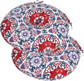 Bistro Chair Cushions 15 inch,Set of 2,Tufted Round Chair Cushions with Ties,15"x15"x4",Water Resistant Round Seat Cushion for Barstool Chairs,Patio Garden Kitchen Outdoor Furniture(Red Medal)