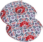Bistro Chair Cushions 15 inch,Set of 2,Tufted Round Chair Cushions with Ties,15"x15"x4",Water Resistant Round Seat Cushion for Barstool Chairs,Patio Garden Kitchen Outdoor Furniture(Red Medal)