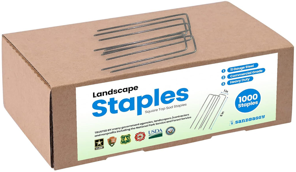 Sandbaggy 1000 Count 6" Landscape Staples | Industrial Grade 11 Gauge Steel | Great for Securing Landscape Fabrics, Erosion Control Matting, Bird Netting & Etc |Trusted by Farmers Across USA