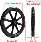 Parts Camp 20" Flat Free Tire Cart Wheels Replacement Rubbermaid Wheelbarrow Wheels Garden Cart Replacement Wheel With 5/8" 3/4" Bearing For Utility Carts/Lawn Cart/Wheelbarrow 2PACK