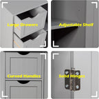 GLACER Bathroom Floor Cabinet, Multifunctional Storage Cabinet with 4 Drawers and 1 Door, Wooden Side Storage Organizer for Bathroom, Living Room or Kitchen, 22 x 12 x 32 inches (Grey)