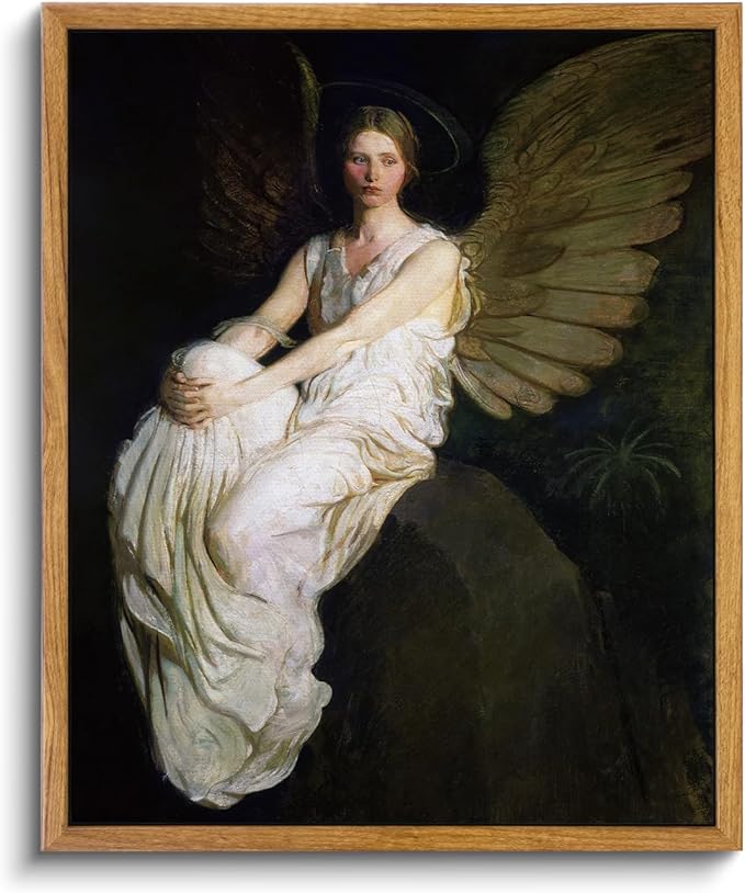 InSimSea Framed Wall Art for Living Room Home DecorStevenson Angel Vintage America Country Memorial Classical Oil Painting Prints Decorative for Living Room Bedroom Office Wall Decor 9x11in