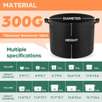 5 Pack 25 Gallon Grow Bags, Thickened Nonwoven Fabric Planter Pots with Handles, Heavy Duty 300G Garden Pots for Tomato, Potato and Vegetable