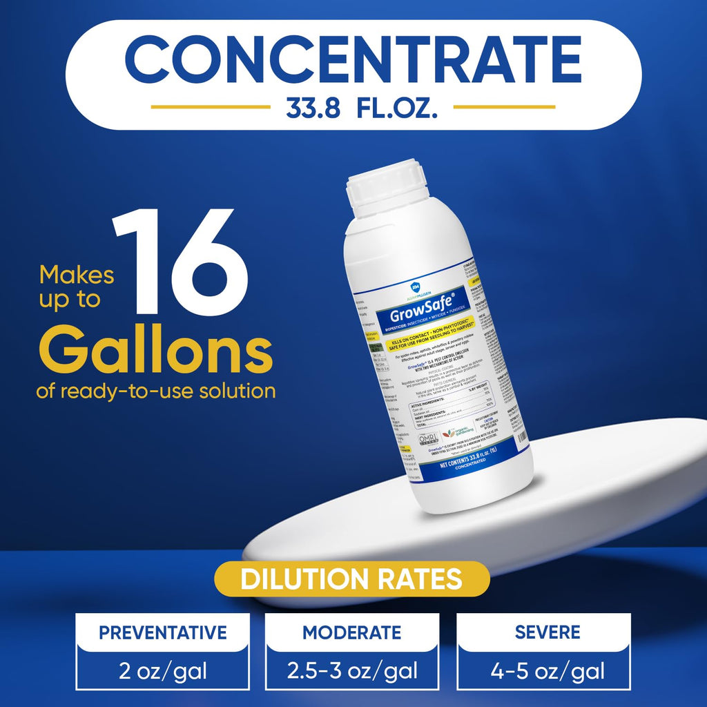GrowSafe Bio-Pesticide, Organic and Natural Miticide, Fungicide and Insecticide (33.8 fl.oz)