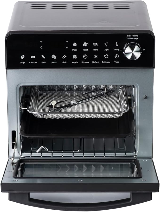 MOI 1500W Air Fryer Toaster Oven - Convection Toaster Oven Air Fryer Combo with 12 Presets - Countertop Ovens for Baking & Frying with Digital Display, Dual Heating, Rotisserie & Dehydrate Function