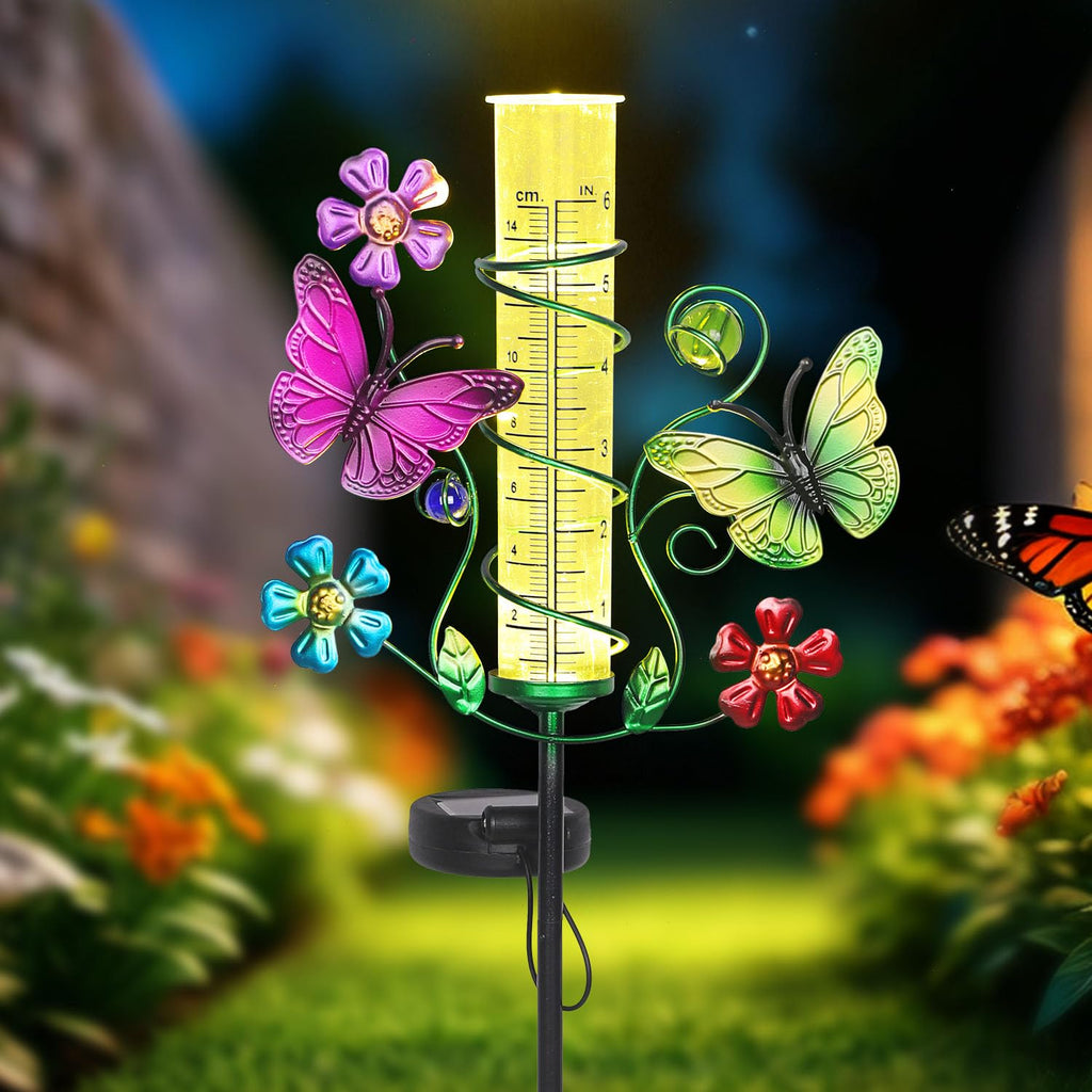 YHSOLAR Butterfly Rain Gauge with 6 Inch Plastic Tube