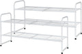 SUFAUY 2 Pack 2-Tier 33" Wide Shoe Rack, Shoe Shelf Storage Organizer for Entryway, Extra Large Capacity, Bedroom Footwear Organizer, Wire Grid, White