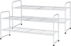 SUFAUY 2 Pack 2-Tier 33" Wide Shoe Rack, Shoe Shelf Storage Organizer for Entryway, Extra Large Capacity, Bedroom Footwear Organizer, Wire Grid, White