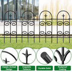AMAGABELI 8 Panels 32in(H)×10ft(L) Decorative Garden Fence No Dig Rustproof Metal Pre-Linking Fence Panels Garden Edging Border Animal Barrier Fencing for Flower Beds Yard Patio Outdoor Decor Black
