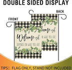 Artofy Welcome-ish Depends on Who You Are Small Decorative Garden Flag, Funny Family Buffalo Plaid Botanical Yard Lawn Outside Decor, Humorous Burlap Outdoor Home Decoration Double Sided 12 x 18