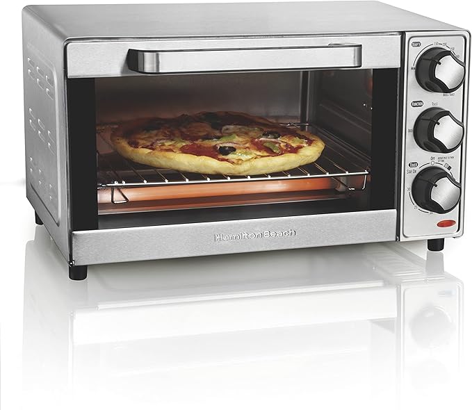 Hamilton Beach Countertop Toaster Oven & Pizza Maker Large 4-Slice Capacity, Stainless Steel (31401)