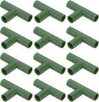 12 Pcs 11mm Greenhouse Frame Building Connectors, 3 Way Flat Pipe Fitting for Grape Trellis/Sunscreen Shed/Gardening Plant Stakes, Greenhouse Accessories [Green]