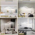 Modern Led Pendant Light, Dimmable Chrome Led Chandelier for Dining Room Light Fixture Over Table Creative Wave Pendant Light for Kitchen Island, Dining Room, Bedroom(Chrome)