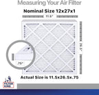 Filter King 12x27x1 Air Filter | 4-PACK | Carbon MERV 8 HVAC Pleated A/C Furnace Filters | MADE IN USA | Actual Size: 11.5 x 26.5 x .75"