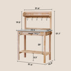 HOLTICO Potting Bench with Storage Drawer, Natural