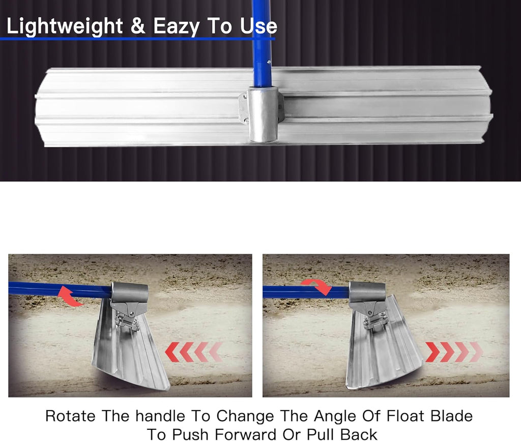 Bull Float Aluminum Magnesium Alloy Concrete Float 48"x8" Round End Board Kit trowel Tool Cement Tools Float Bracket Concrete Tools Finishing With 57" Handle x4 VOYAR